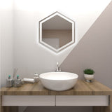 Espejo de Baño Led Touch Wolf Plateado 70x70cm Hexagono con Sandblasting - Espejos de Baño | Bylmo