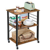Mueble Auxiliar Dinor Café Rústico y Negro 60 cm con Rodachinas - Barras y Muebles Auxiliares | Bylmo