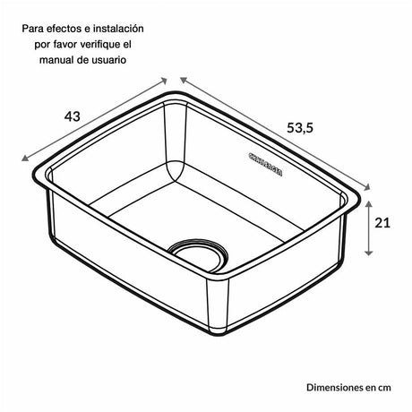Lavaplatos de Submontar Challenger Acero 53.5x43cm Cuadrada Sencillo - Muebles Inferiores | Bylmo