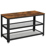 Mueble Auxiliar Kazan Café Rústico y Negro 73 cm con Entrepaños - Zapateros | Bylmo