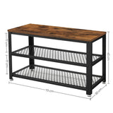 Mueble Auxiliar Kazan Café Rústico y Negro 73 cm con Entrepaños - Zapateros | Bylmo