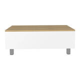 Mesa de Centro Gambia Blanco 80x29.75cm Rectangular con Patas y con Compartimientos - Mesas de Centro | Bylmo