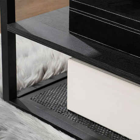 Mesa de Centro Negro 100x45cm Rectangular y con Compartimientos - Mesas de Centro | Bylmo