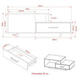 Mesa de Centro Mallorca Almendra 120x45cm Rectangular y con Compartimientos - Mesas | Bylmo
