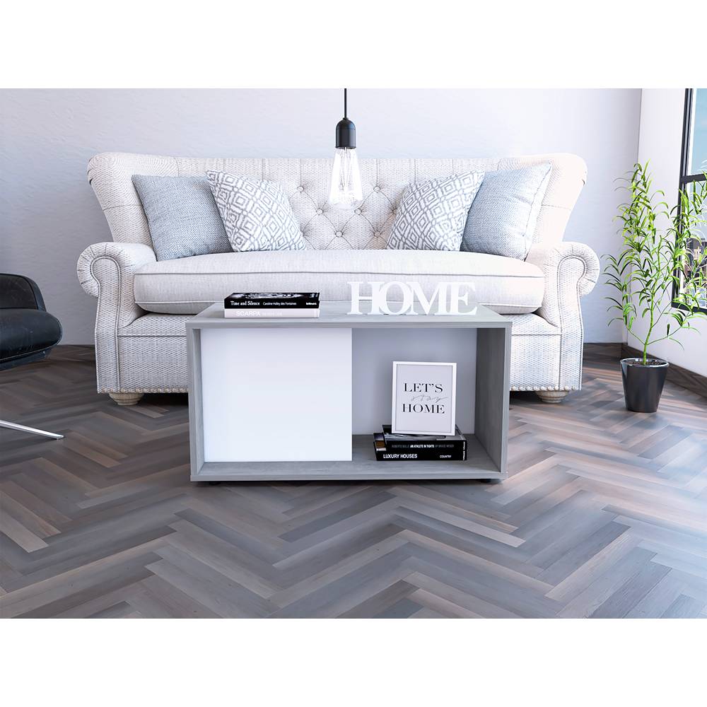 Mesa Prana Cemento y Blanco 80 cm - Mesas | Bylmo