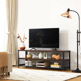 Mueble Auxiliar Café Rústico y Negro 140 cm con Entrepaños - Muebles de TV | Bylmo