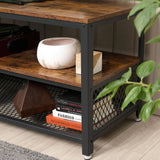 Mueble Auxiliar Café Rústico y Negro 140 cm con Entrepaños - Muebles de TV | Bylmo
