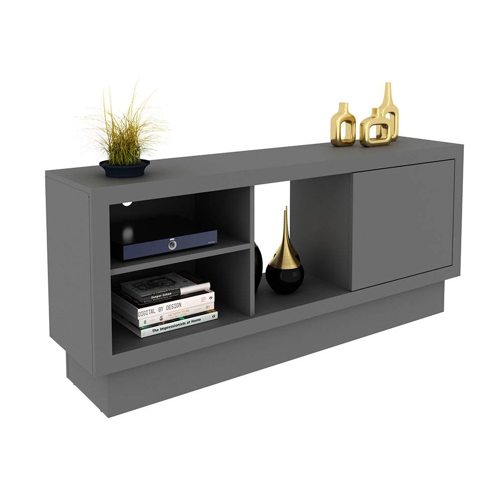Rack Taragona Gris 136 cm con Una Puerta - Muebles para TV | Bylmo