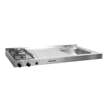 Mesón de Cocina Acero 120x6.7cm Para Lado Derecho con Estufa y Pozuelo - Muebles Inferiores | Bylmo