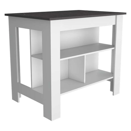 Mueble Auxiliar de Cocina Cala Blanco 100x100cm con Dos Entrepaños y Tres Compartimientos - Barras y Muebles Auxiliares | Bylmo