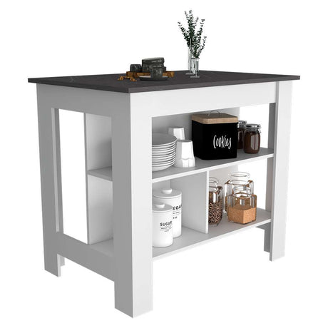 Mueble Auxiliar de Cocina Cala Blanco 100x100cm con Dos Entrepaños y Tres Compartimientos - Barras y Muebles Auxiliares | Bylmo