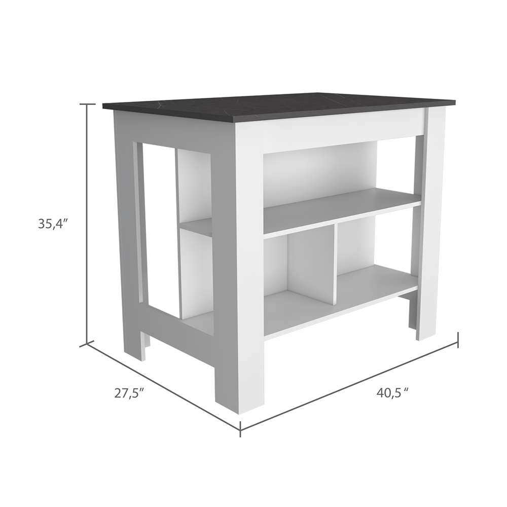 Mueble Auxiliar de Cocina Cala Blanco 100x100cm con Dos Entrepaños y Tres Compartimientos - Barras y Muebles Auxiliares | Bylmo