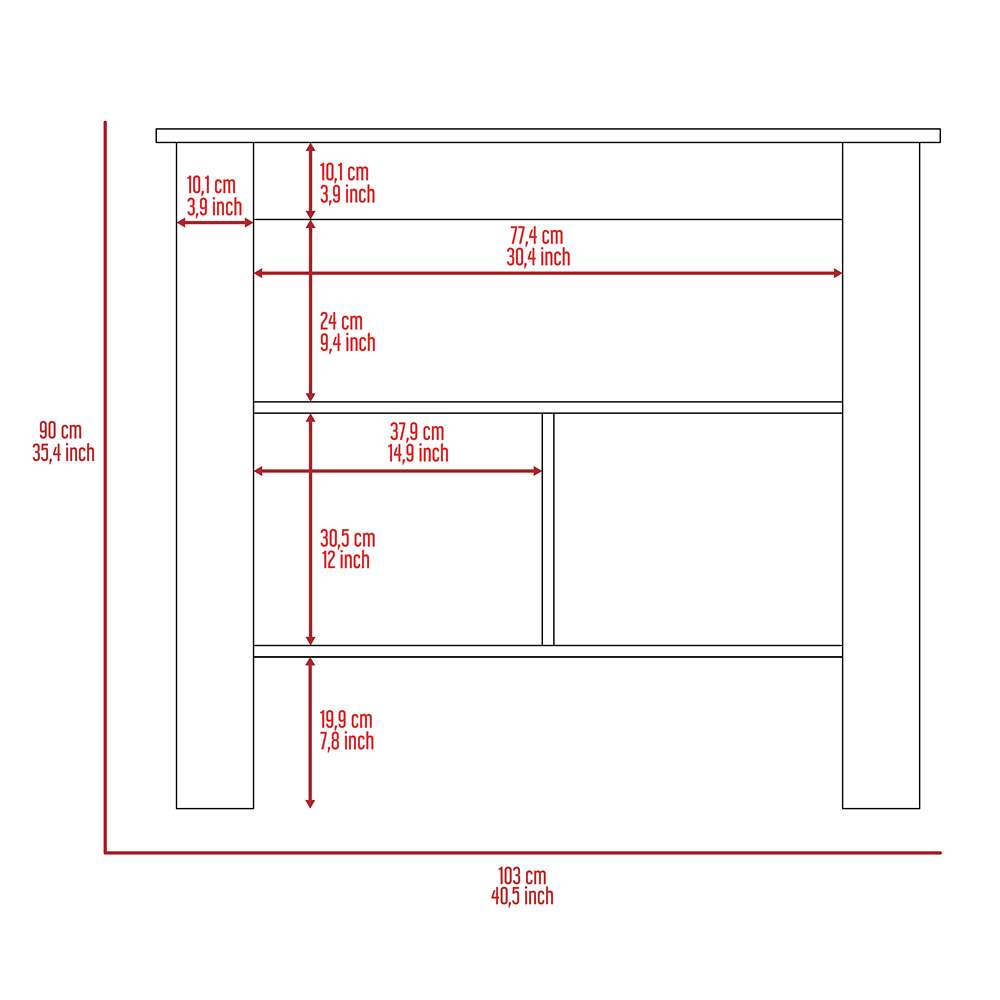 Mueble Auxiliar de Cocina Cala Blanco 100x100cm con Dos Entrepaños y Tres Compartimientos - Barras y Muebles Auxiliares | Bylmo