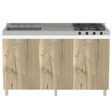 Mueble Inferior con Tres Puertas Lares Duna y Blanco 150 cm Sin Mesón - Cocinas | Bylmo