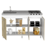Mueble Inferior con Tres Puertas Lares Duna y Blanco 150 cm Sin Mesón - Cocinas | Bylmo