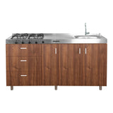 Mueble Inferior con Tres Puertas y Tres Cajones Felix Dark 180 cm sin Mesón - Cocinas | Bylmo