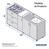 Mueble Inferior con Tres Puertas y Tres Cajones Felix Amber 180 cm sin Mesón - Cocinas | Bylmo