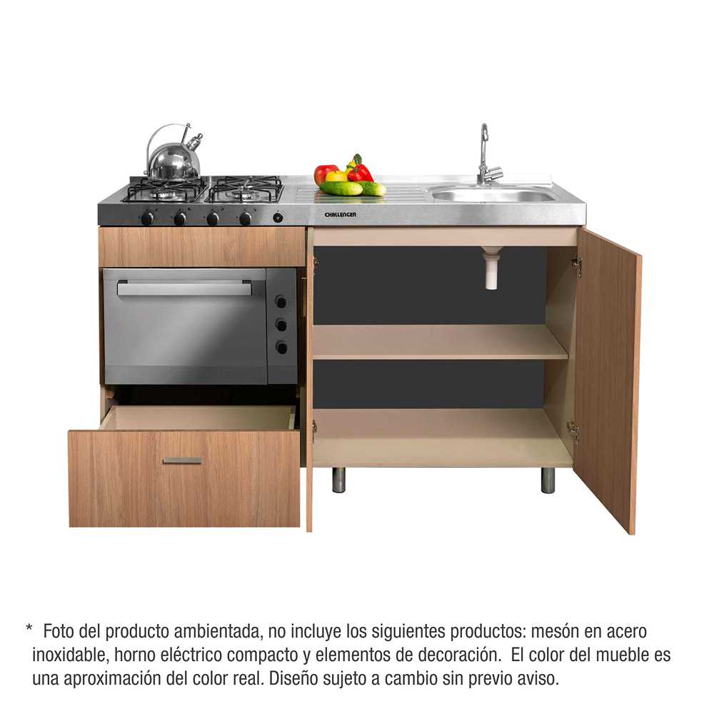 Mueble Inferior con Dos Puertas y Un Cajón Soldeu Amber 150 cm - Muebles Inferiores | Bylmo