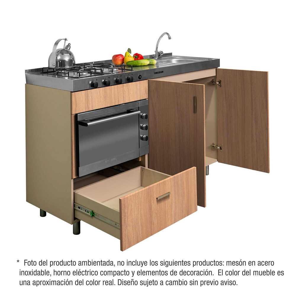 Mueble Inferior con Dos Puertas y Un Cajón Soldeu Amber 150 cm - Muebles Inferiores | Bylmo