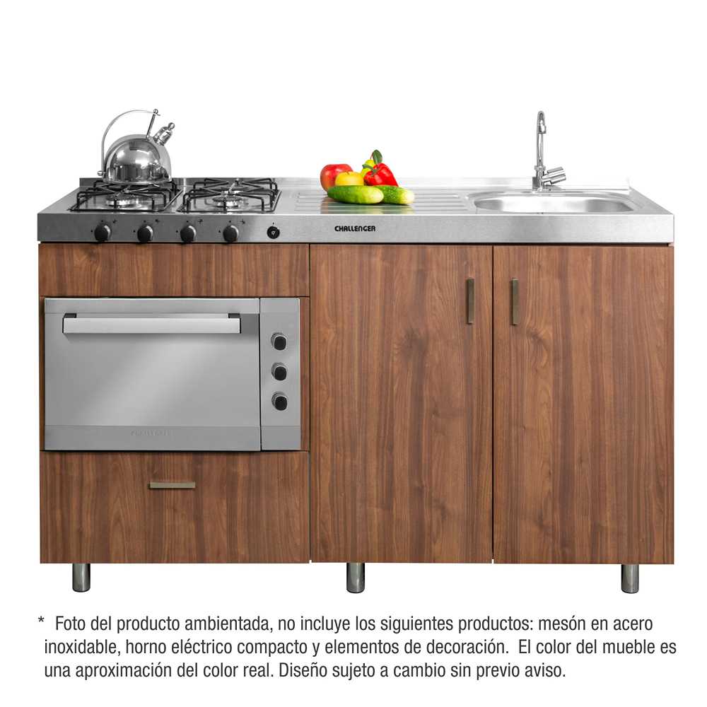 Mueble Inferior con Dos Puertas y Un Cajón Soldeu Dark 150 cm - Muebles Inferiores | Bylmo