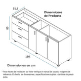 Mueble Inferior con Tres Puertas y Tres Cajones Louis Amber 180 cm - Muebles Inferiores | Bylmo