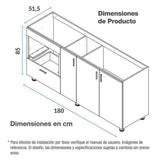 Mueble Inferior con Tres Puertas y Un Cajón Sansa Amber 180 cm - Muebles Inferiores | Bylmo