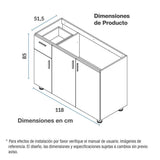 Mueble Inferior con Tres Puertas y Un Cajón Soldeu Dark 118 cm Sin Mesón - Muebles Inferiores | Bylmo