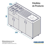 Mueble Inferior Más Mesón Dark 150 cm Versátil - Mueble Inferior | Bylmo
