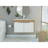 Mueble Carter Duna y Blanco 80 cm Flotante con Dos Puertas - Gabinetes | Bylmo