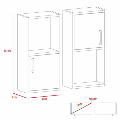 Set x 2 Gabinetes de Baño Rectangular Bath Blanco 30x30cm sin Espejo y con Dos Puertas - Muebles para Baño | Bylmo