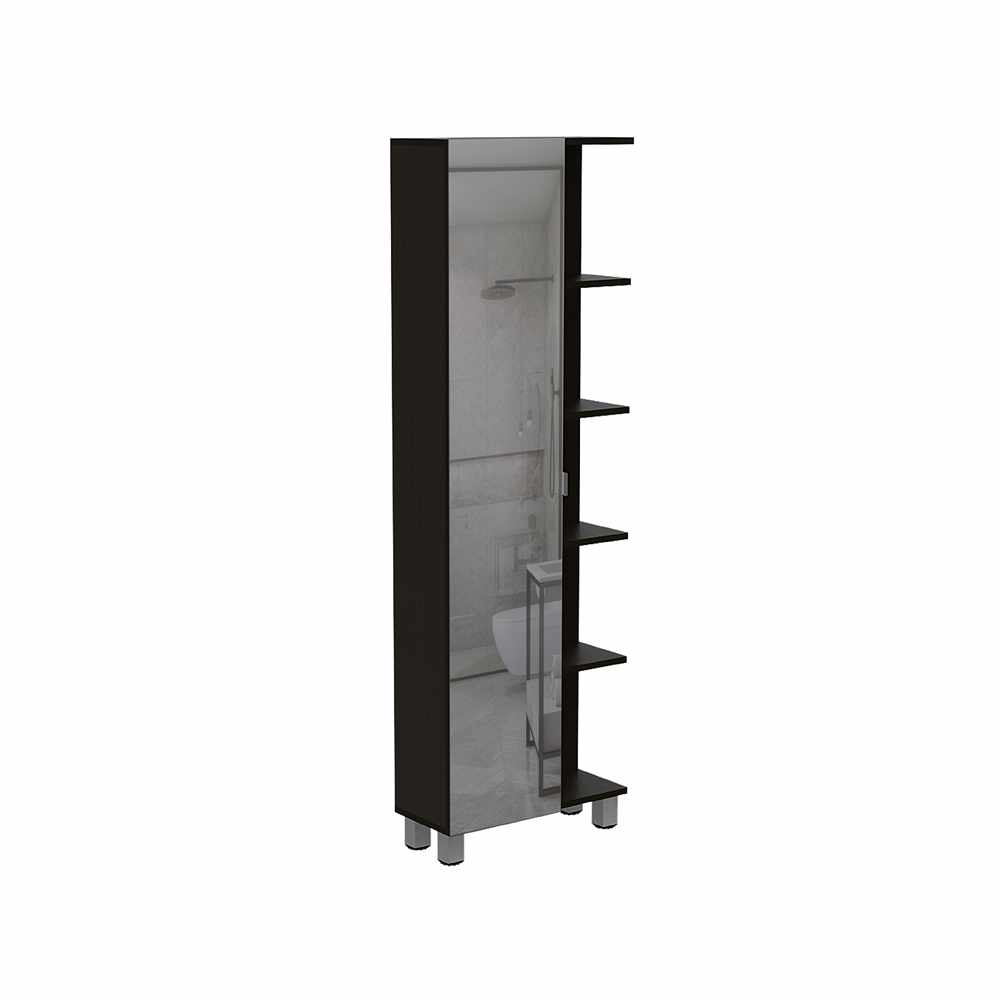 Mueble para Baño Esquinero Facto Wengue 52x158cm sin Cajones y con Cuatro Entrepaños - Muebles para Baño | Bylmo