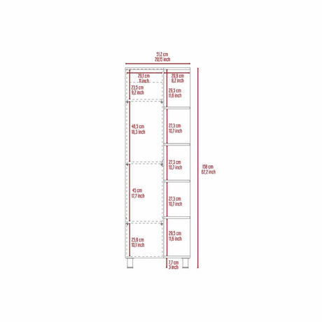 Mueble para Baño Esquinero Facto Wengue 52x158cm sin Cajones y con Cuatro Entrepaños - Muebles para Baño | Bylmo