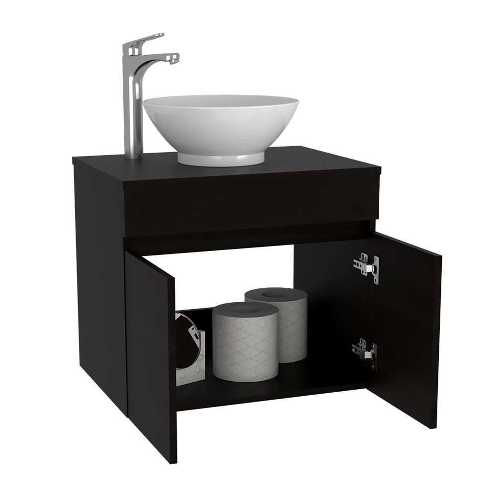 Mueble para Lavamanos Manchester Wengue 50x50cm Individual con Lavamanos y con con Una Puerta - Muebles para Baño | Bylmo