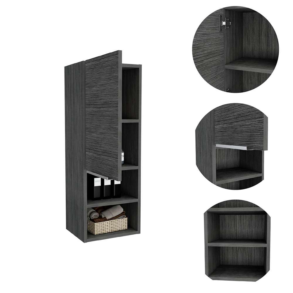 Gabinete de Baño Rectangular Mila Roble Gris 30x30cm sin Espejo y con Una Puerta - Muebles para Baño | Bylmo