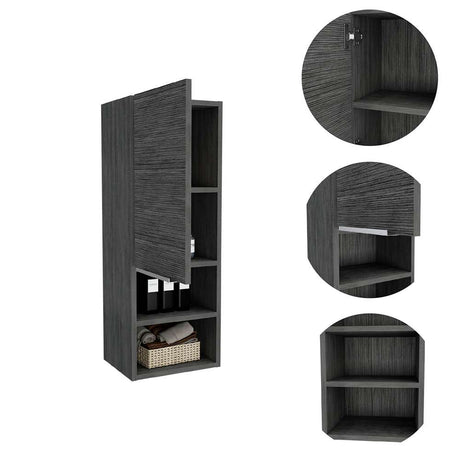 Gabinete de Baño Rectangular Mila Roble Gris 30x30cm sin Espejo y con Una Puerta - Muebles para Baño | Bylmo