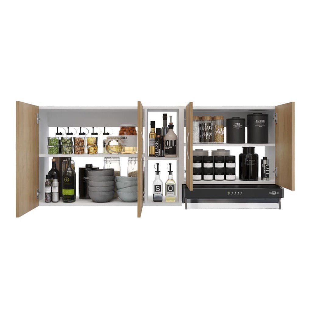 Mueble Superior de Cocina Andina Rovere 150x60cm con Tres Entrepaños y con Cuatro Puertas - | Bylmo