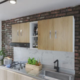 Mueble Superior de Cocina Andina Rovere 150x60cm con Tres Entrepaños y con Cuatro Puertas - | Bylmo