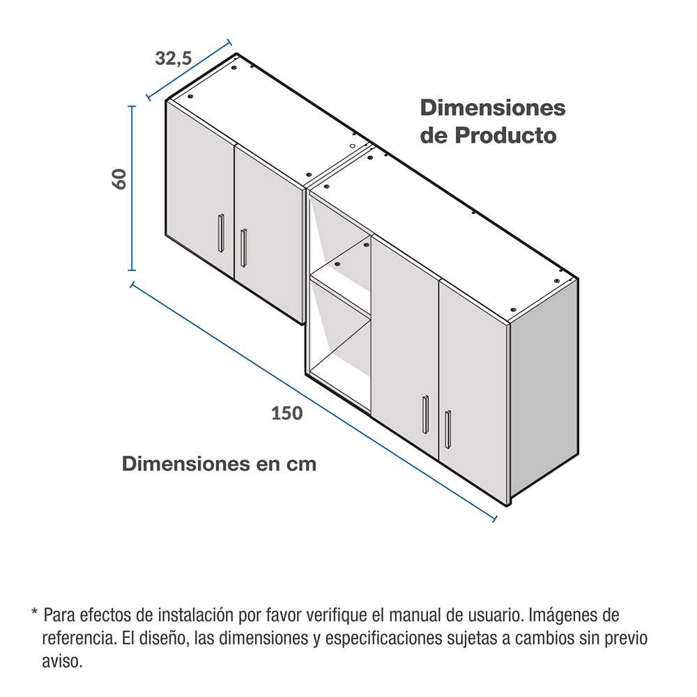 Mueble Superior con Cuatro Puertas Nyer Amber 150 cm - Muebles Superiores | Bylmo