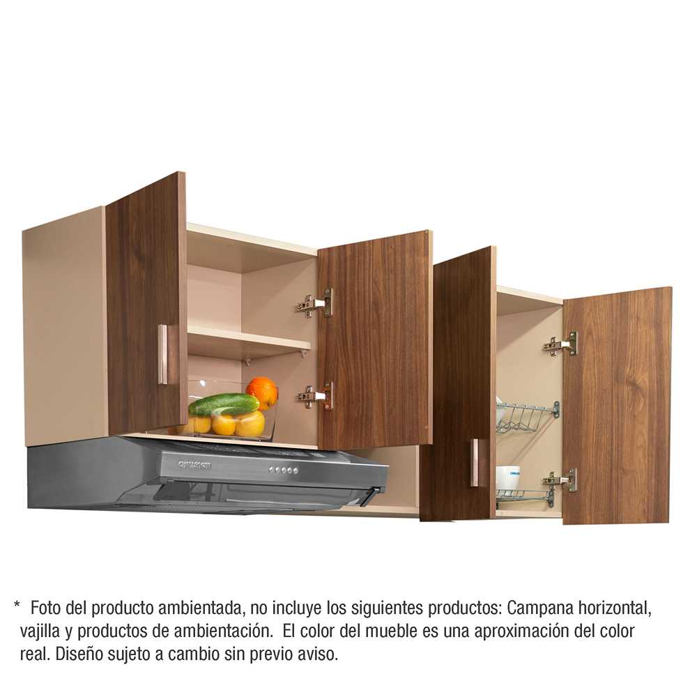 Mueble Superior con Cuatro Puertas Nyer Dark 150 cm - Muebles Superiores | Bylmo