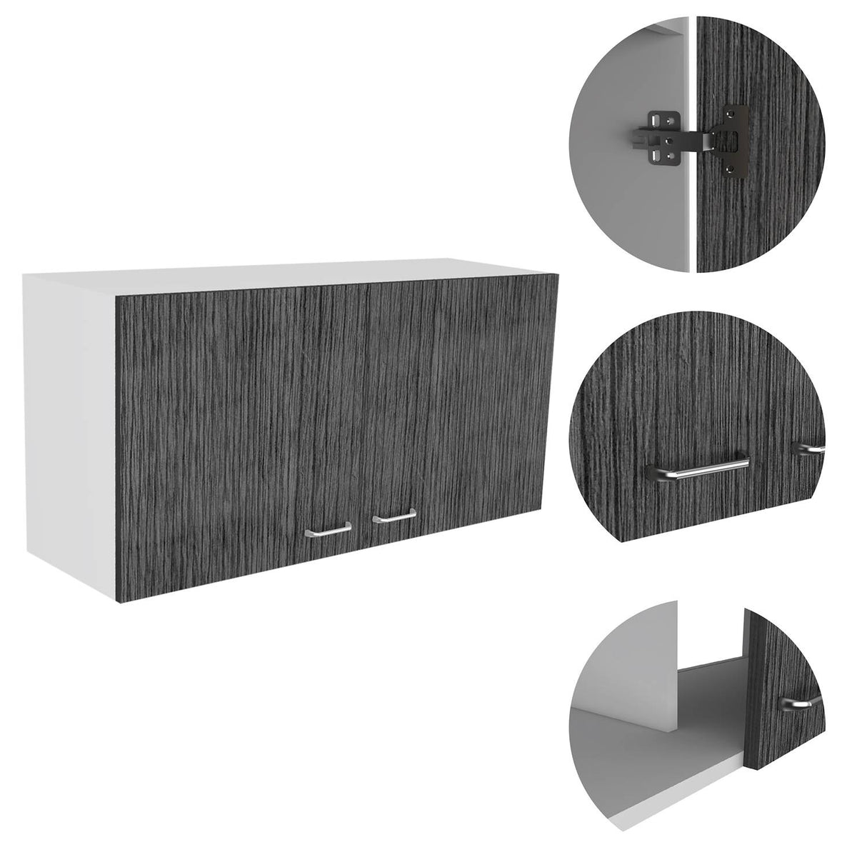 Mueble Superior de Cocina Napoles Roble gris 100x49cm sin Entrepaños y con Dos Puertas - Muebles Superiores | Bylmo