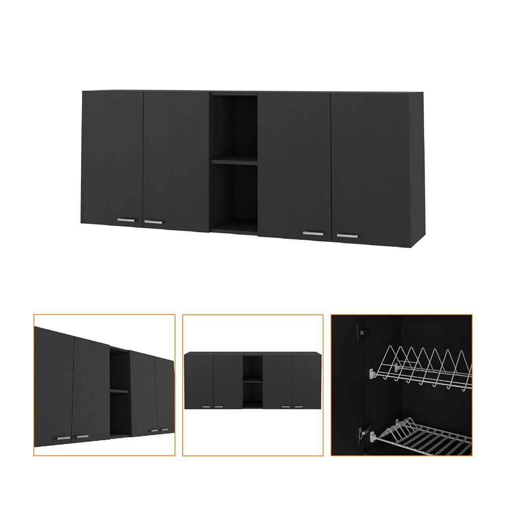 Mueble Superior de Cocina Portofino Wengue 150x150cm con Dos Entrepaños y con Cuatro Puertas - Muebles Superiores | Bylmo