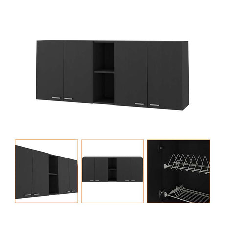 Mueble Superior de Cocina Portofino Wengue 150x150cm con Dos Entrepaños y con Cuatro Puertas - Muebles Superiores | Bylmo