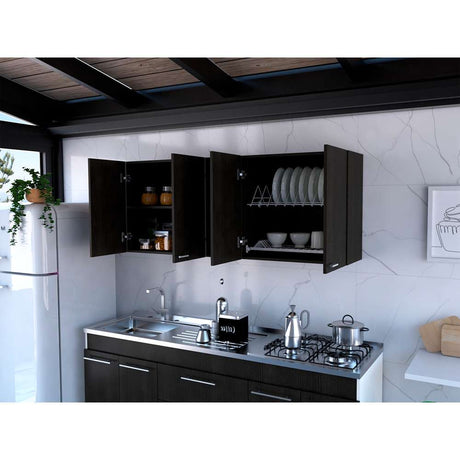 Mueble Superior de Cocina Portofino Wengue 150x150cm con Dos Entrepaños y con Cuatro Puertas - Muebles Superiores | Bylmo