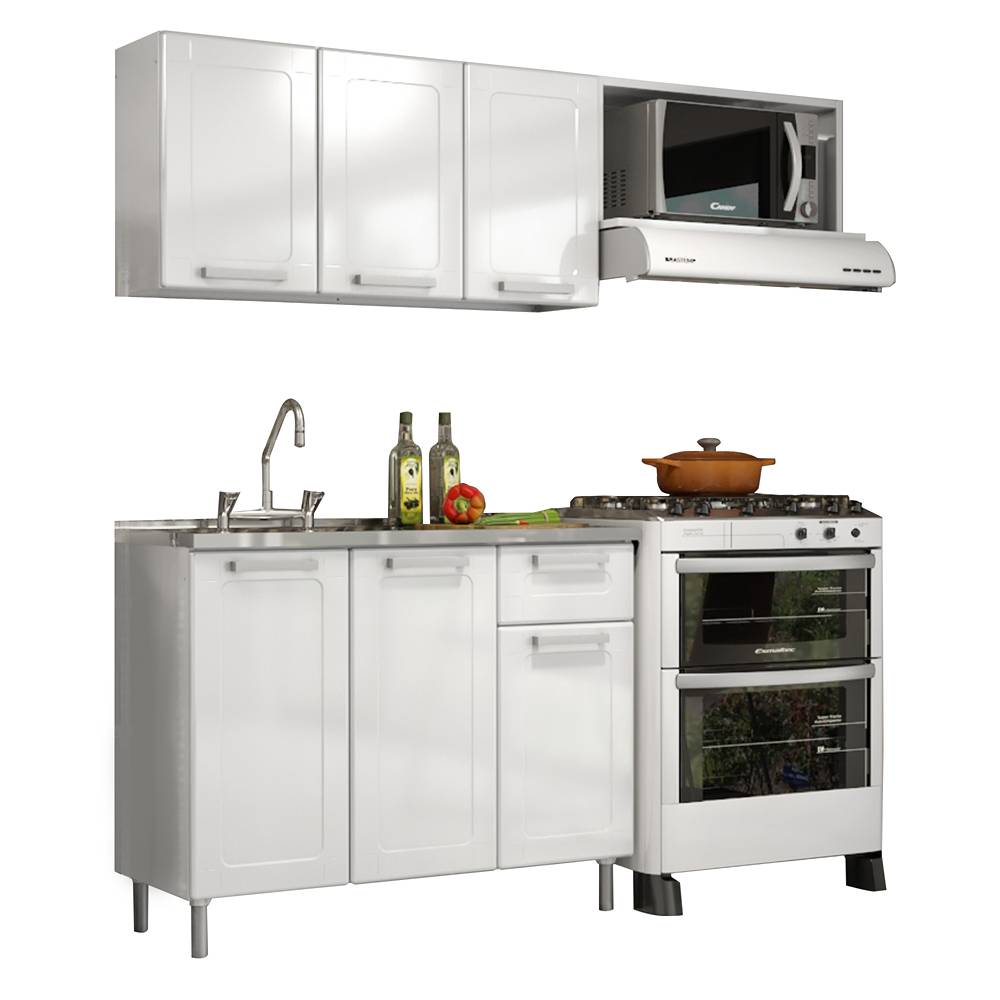 Cocina Integral Multipla Blanco y Negro 165 cm Izquierda con Mesón - Cocinas | Bylmo