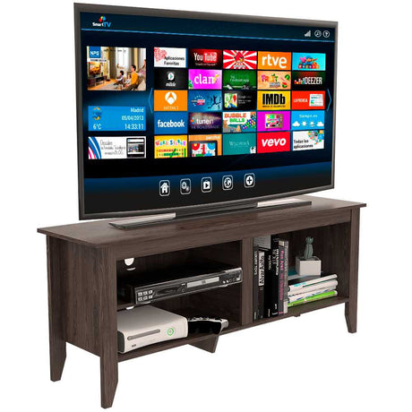 Rack de TV Essential Lite Coñac 147x61cm Para TV Hasta 65 Pulgadas sin Cajones con Ranuras para Cables y con Patas - Muebles de TV | Bylmo
