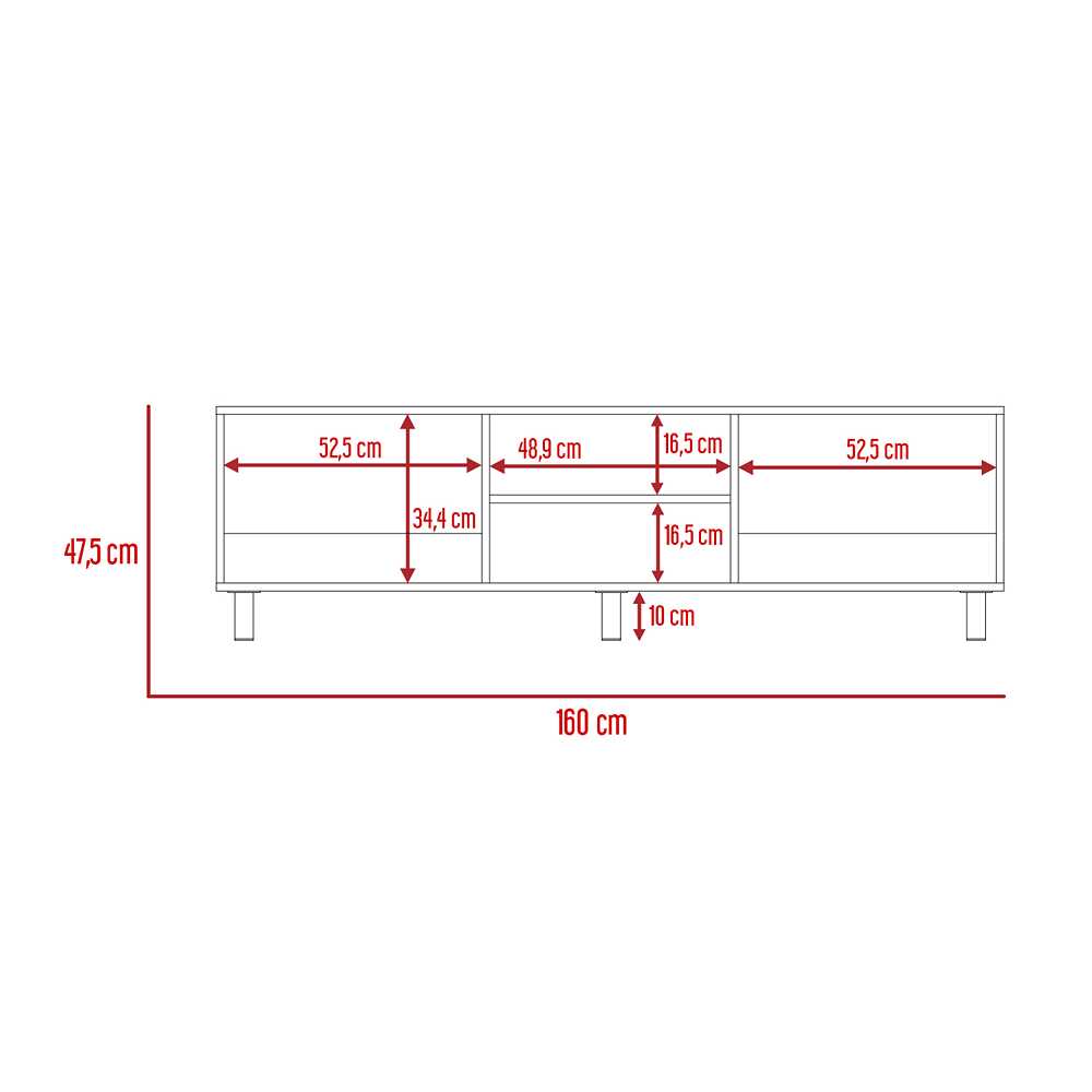 Rack de TV Tunez Wengue 160x160cm Para TV Hasta 70 Pulgadas sin Cajones y con Patas - Muebles de TV | Bylmo