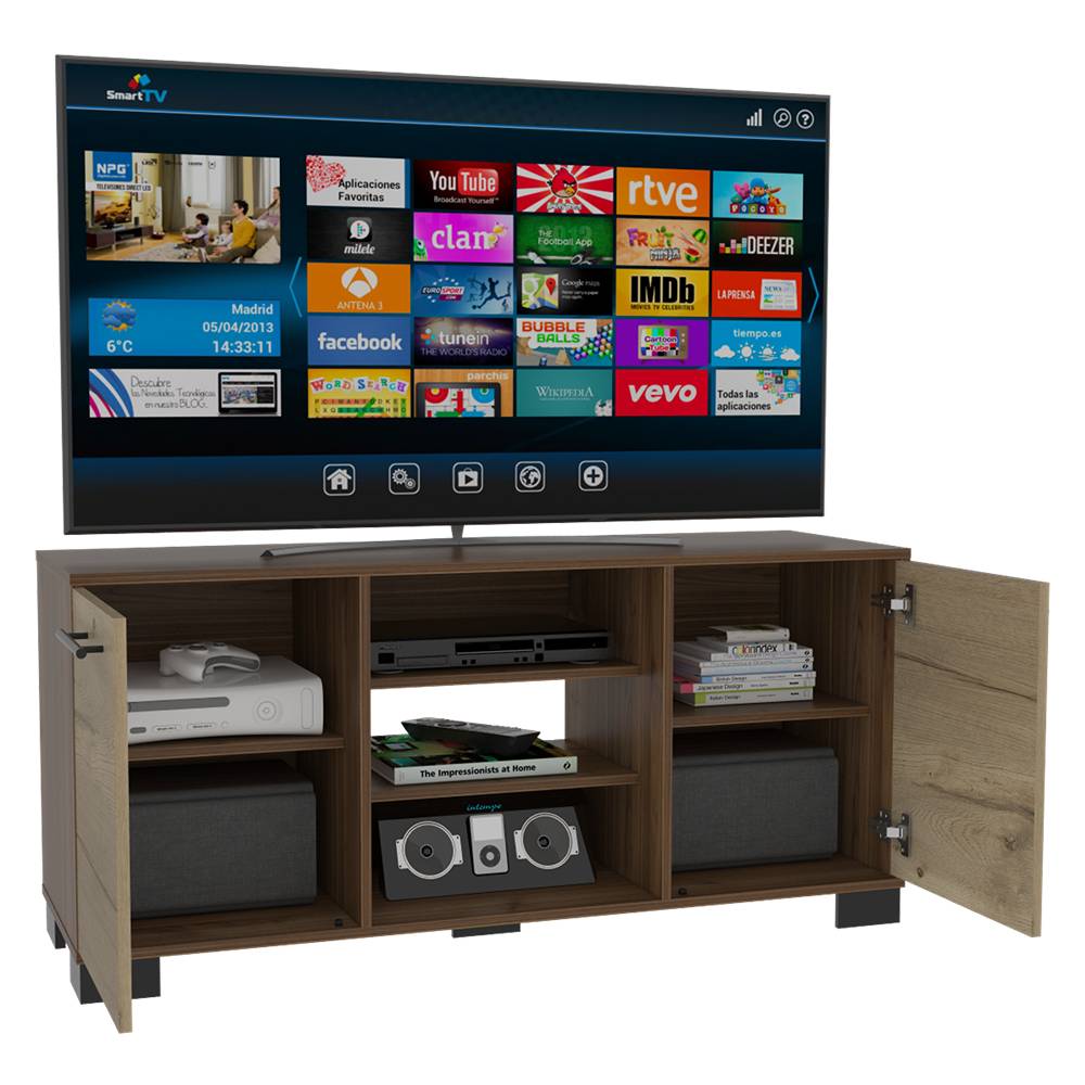 Rack de TV Marsella Gales 123.3x56.7cm Para TV Hasta 50 Pulgadas con Dos Cajones y con Patas - Muebles para TV | Bylmo
