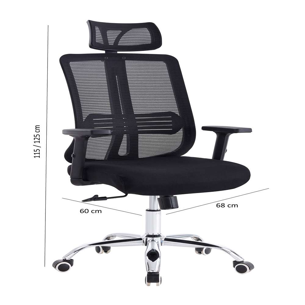 Silla Here Negro 120 cm x 70 cm Ajustable - Sillas de Oficina | Bylmo