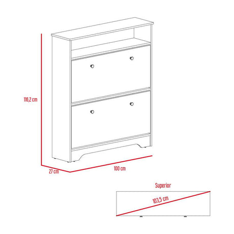 Zapatero Bi Color Duna 100x116.2cm Horizontal de Dos Niveles para Seis pares de Zapatos - Zapateros | Bylmo