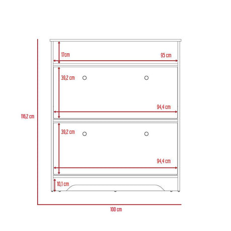 Zapatero Bi Color Duna 100x116.2cm Horizontal de Dos Niveles para Seis pares de Zapatos - Zapateros | Bylmo